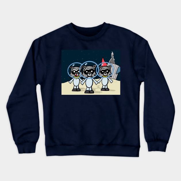 Raccoons on the Moon Crewneck Sweatshirt by blueplanetsix